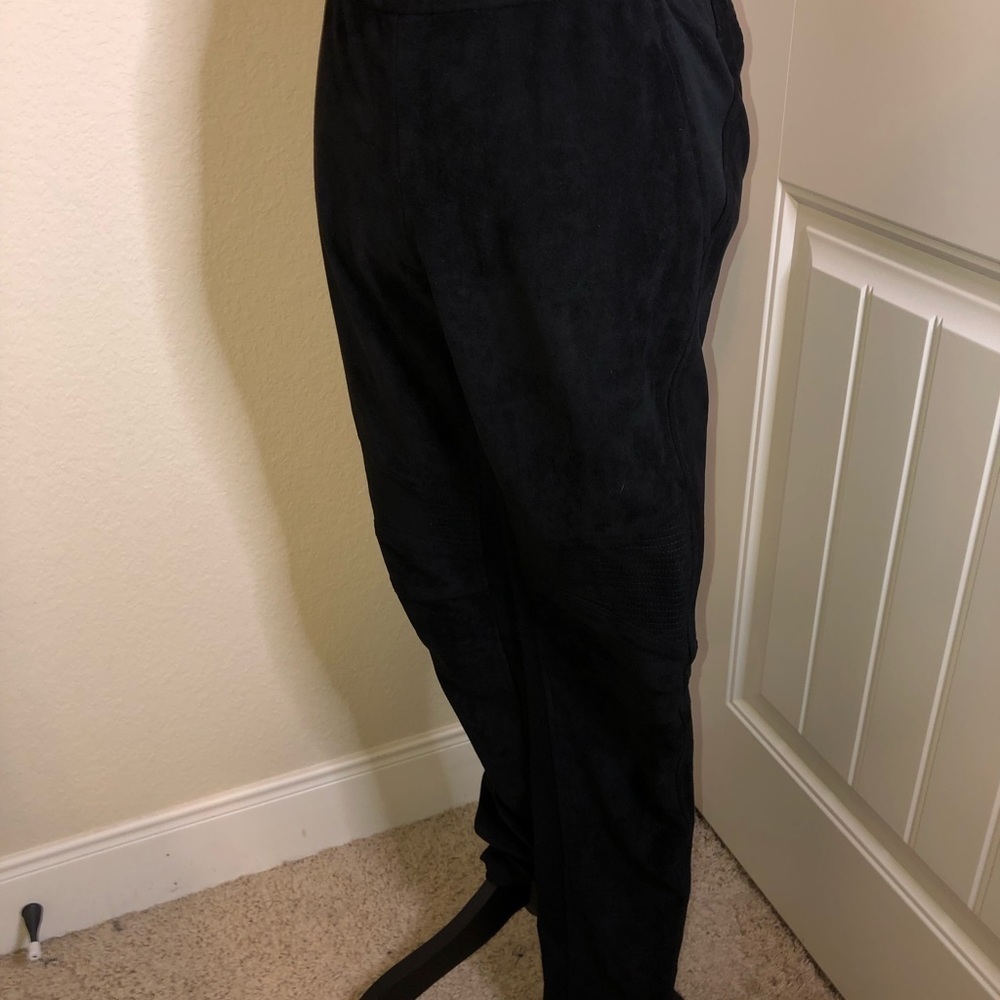 BCBG MaxAzria Black Pants Feel like Suede, Elastic Waist Size Medium